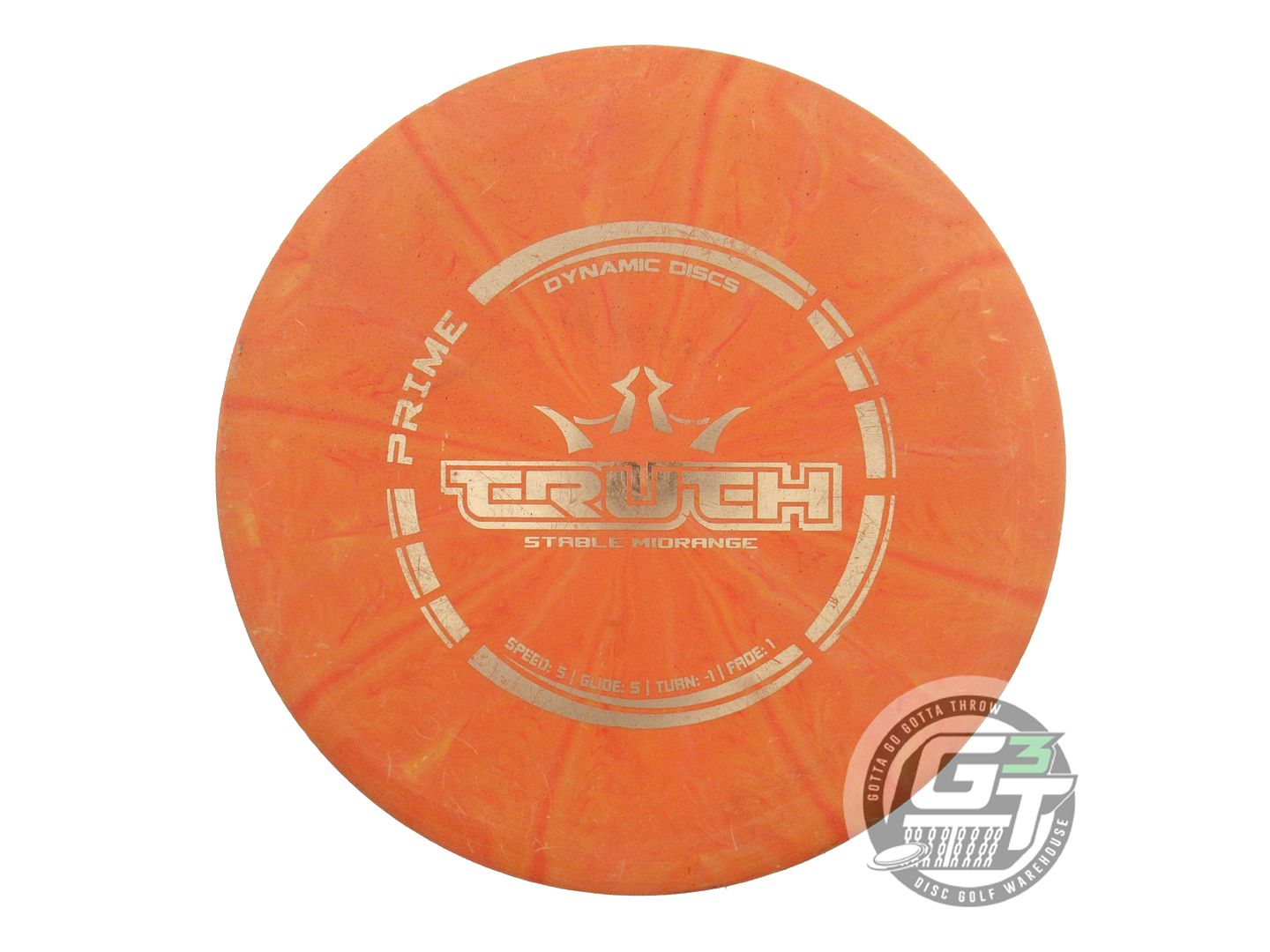 USED Dynamic Discs Prime Truth 176g Orange Gold Foil Midrange Golf Disc