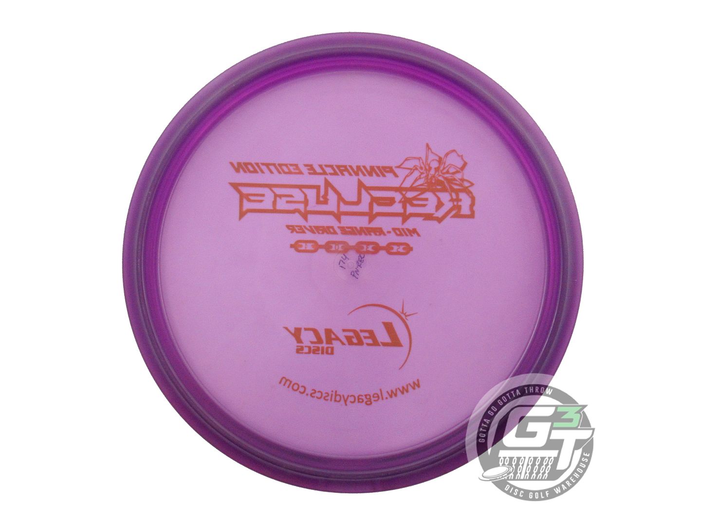 USED Legacy Discs Pinnacle Recluse 174g Purple Marigold Stamp Midrange Golf Disc