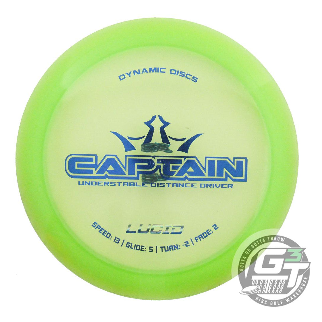 USED Dynamic Discs Lucid Captain 173g Lime Blue Foil Distance Driver Golf Disc