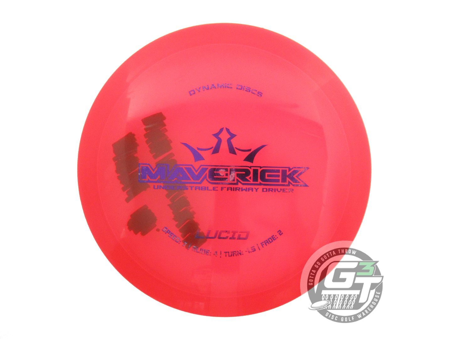 USED Dynamic Discs Lucid Maverick 173g Red Purple Foil Distance Driver Golf Disc