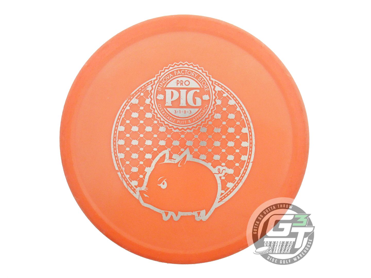 USED Innova Classic Glow Pro Pig 172g Orange Silver Stamp Putter Golf Disc