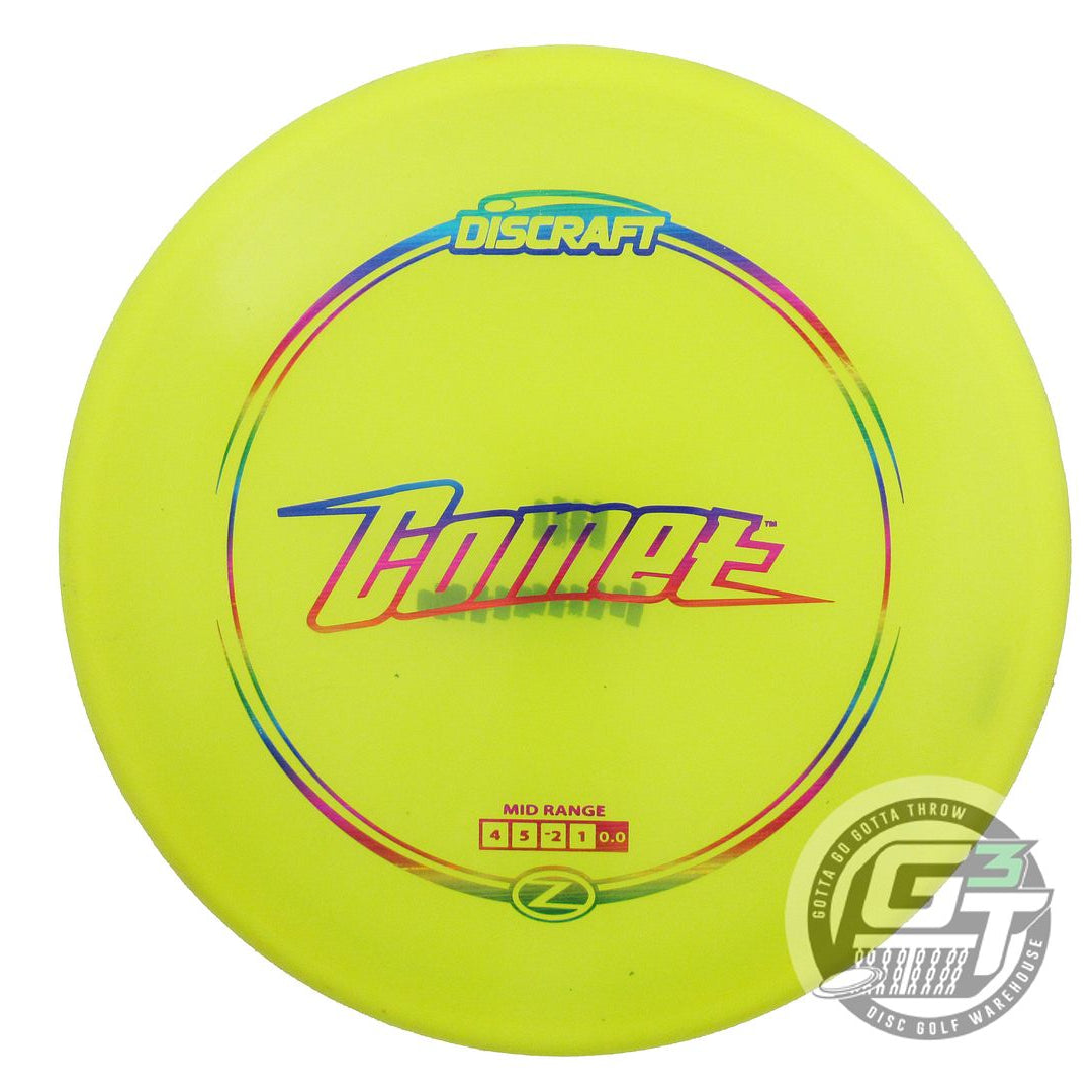 USED Discraft Z Comet 177g Yellow Rainbow Laser Foil Midrange Golf Disc