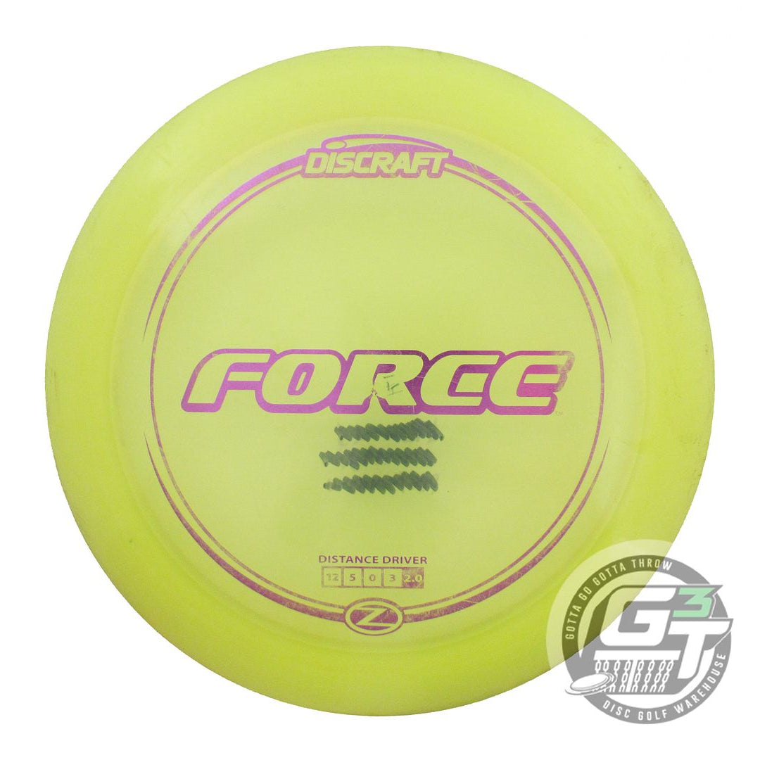 USED Discraft Z Force 176g Yellow Purple Foil Distance Driver Golf Disc