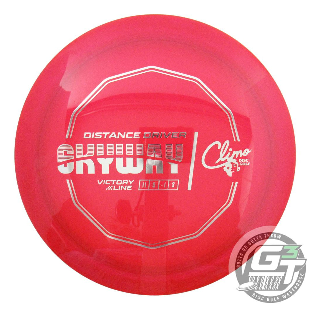 USED Climo Victory Line Skyway 169g Red Silver Foil Distance Driver Golf Disc