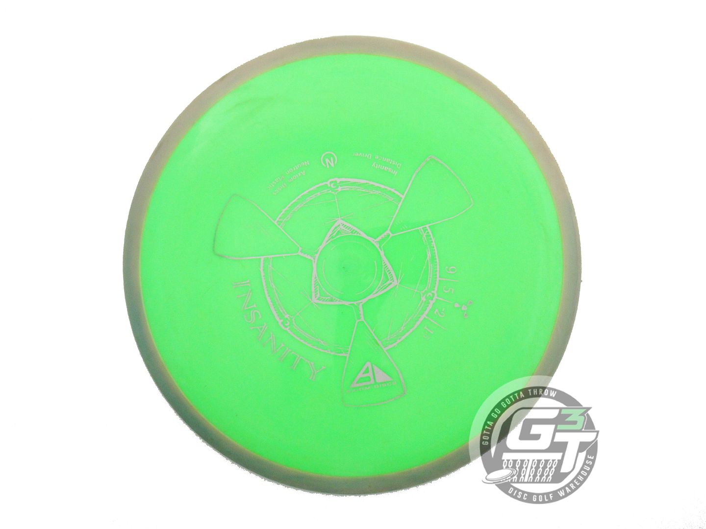 USED Axiom Discs Neutron Insanity 172g Lime Tan Rim Distance Driver Golf Disc
