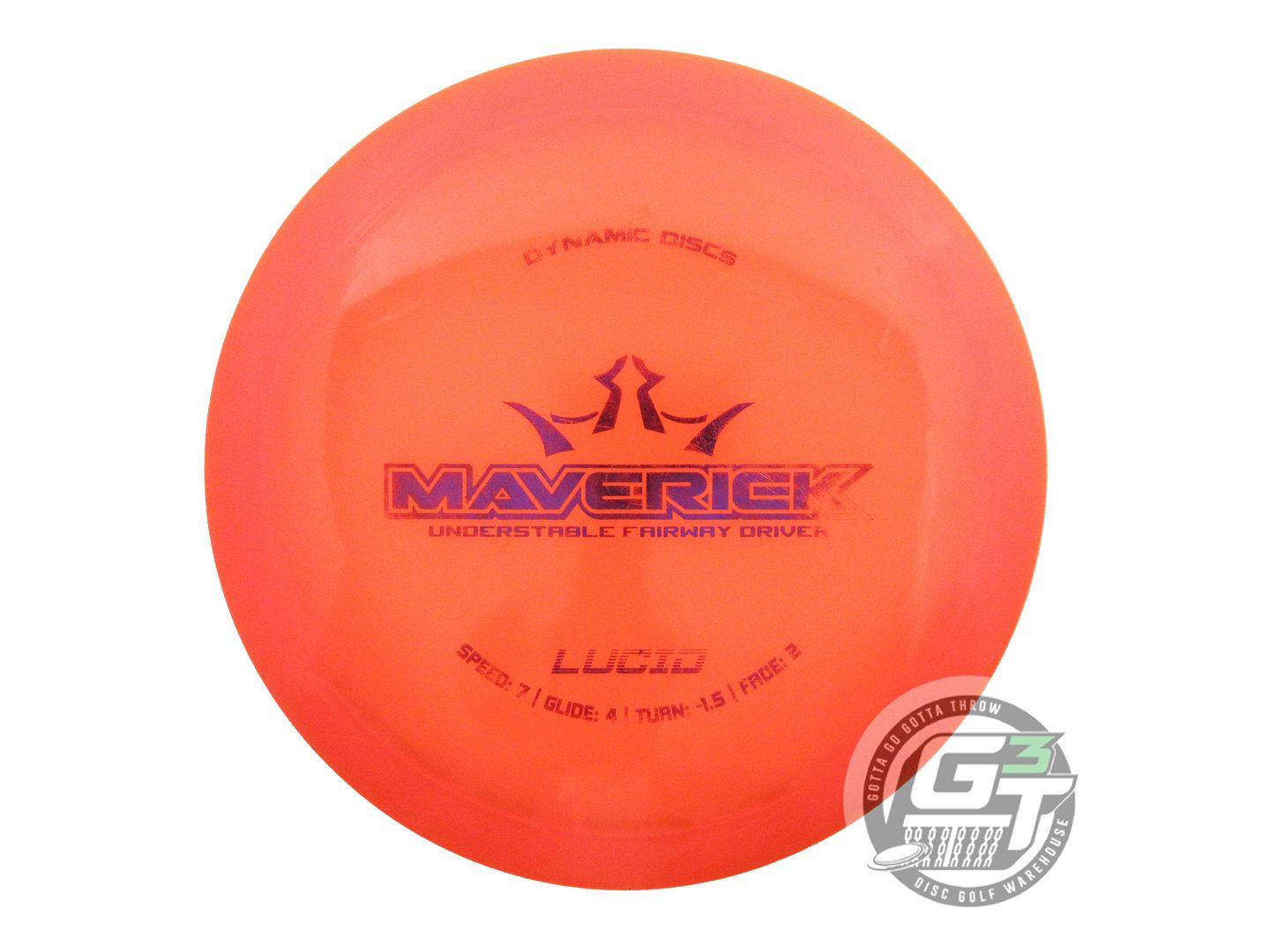 USED Dynamic Discs Lucid Maverick 165g Orange Purple Foil Distance Driver Disc