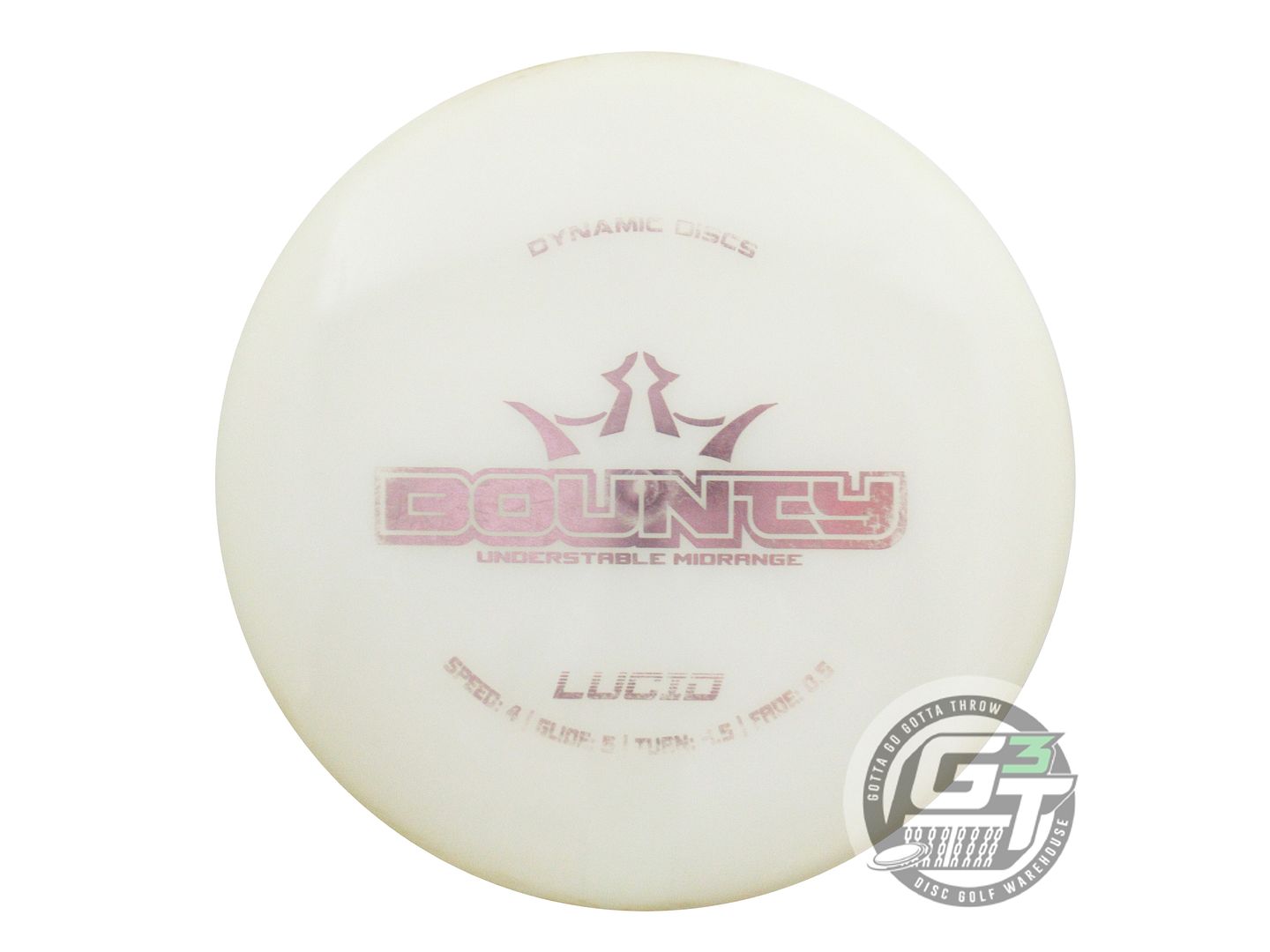 USED Dynamic Discs Lucid Bounty 173g White Pink Foil Midrange Golf Disc