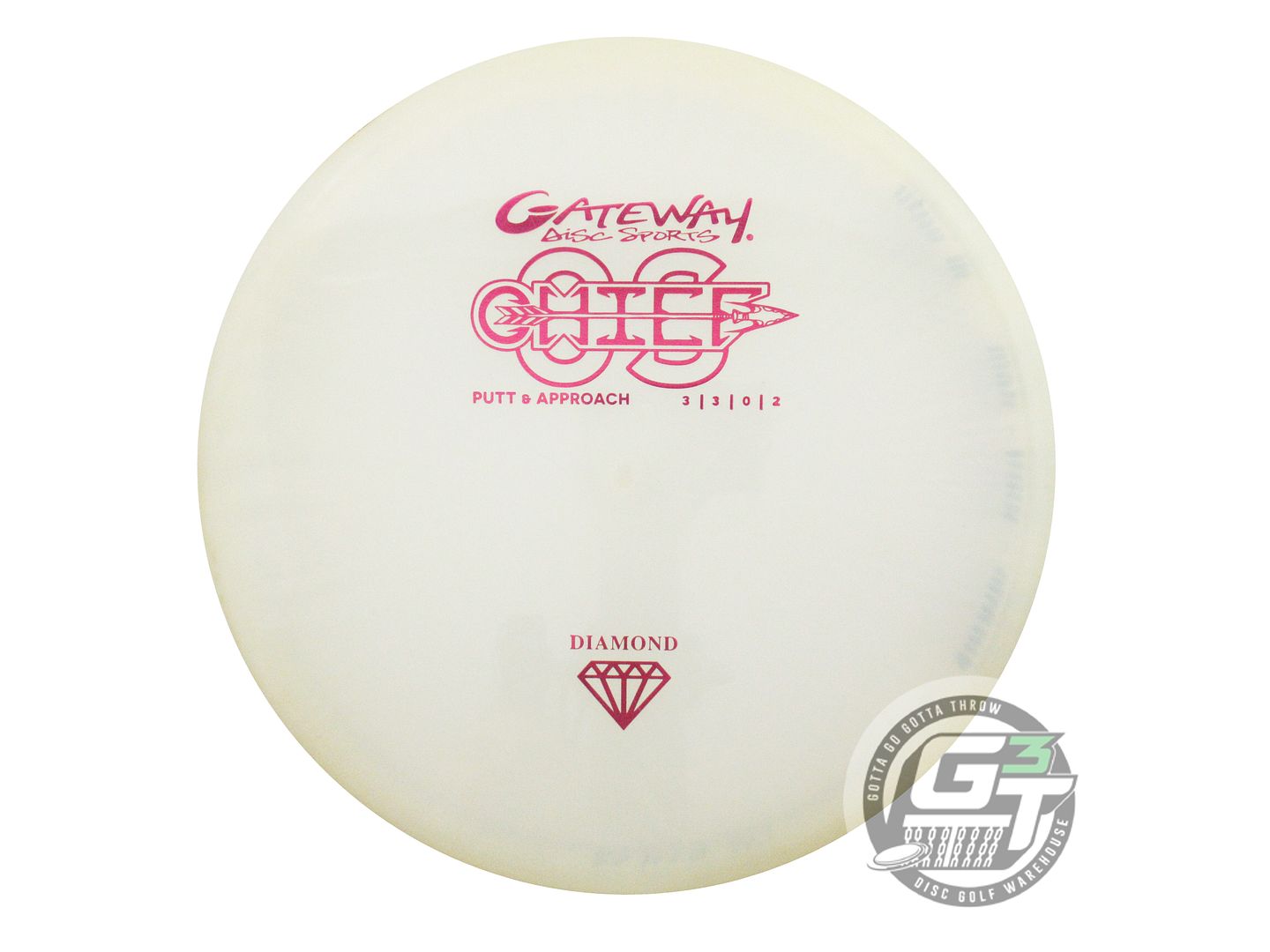 USED Gateway Diamond Chief OS 176g White Pink Foil Putter Golf Disc