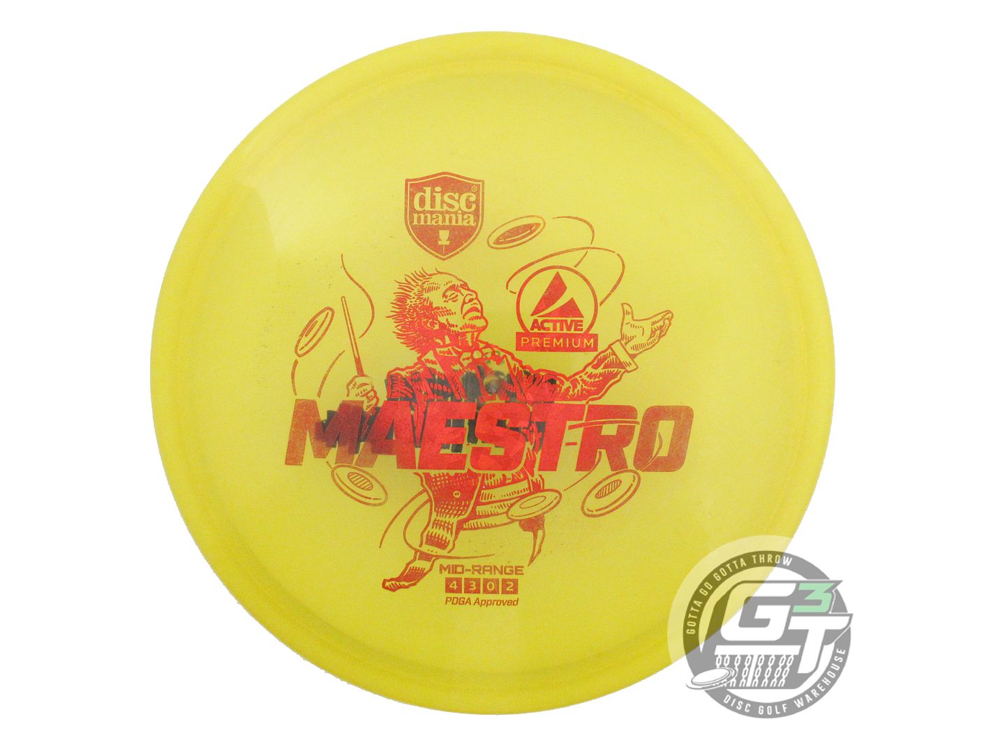 USED DiscMania Active Premium Maestro 173g Yellow Red Shatter Midrange Golf Disc
