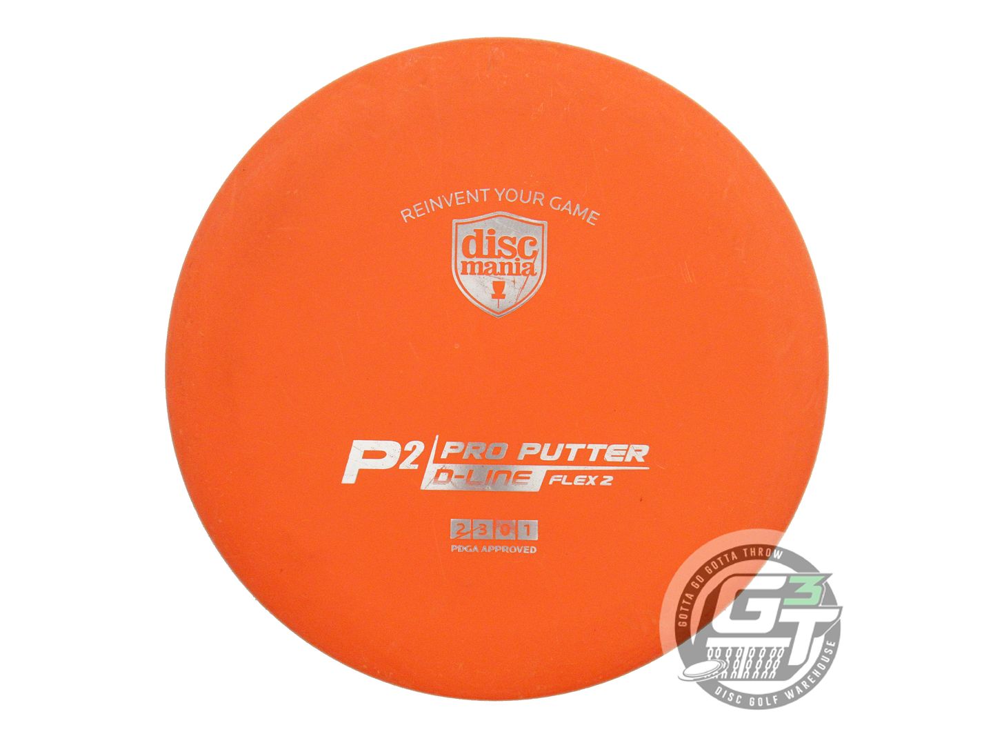 USED DiscMania D-Line Flex 2 P2 174g Orange Silver Foil Putter Golf Disc