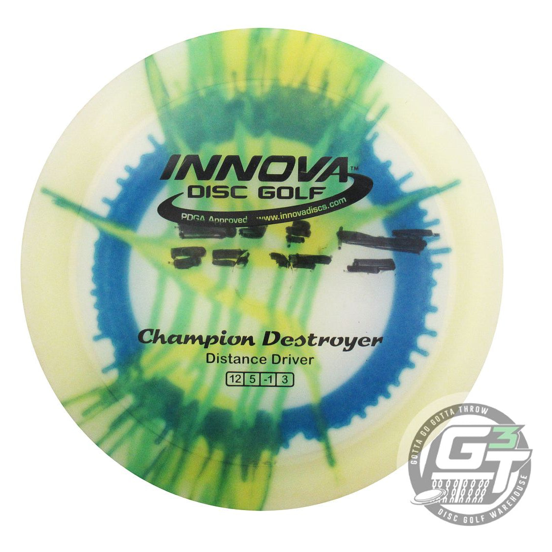 USED Innova I-DYE Champion Destroyer 177g Blue Burst Distance Driver Golf Disc
