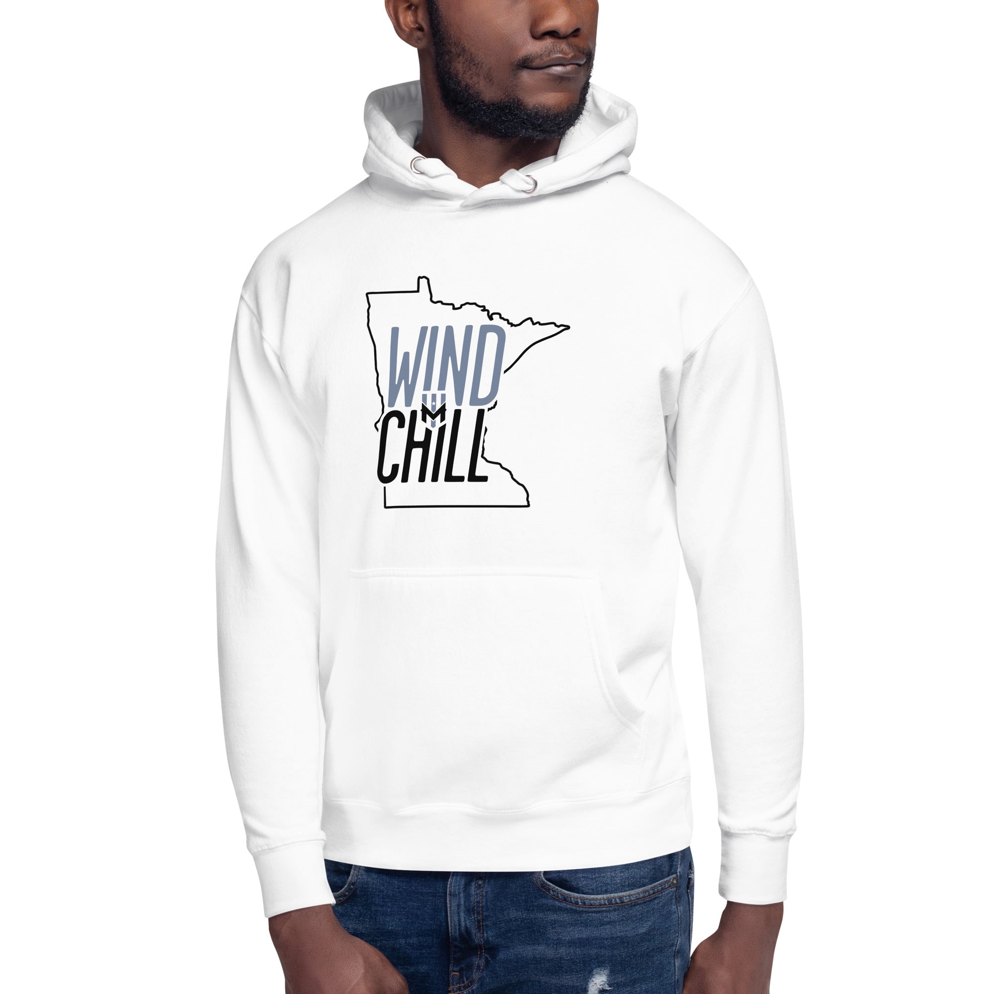 Wind Chill White State Outline Hooded Sweatshirt