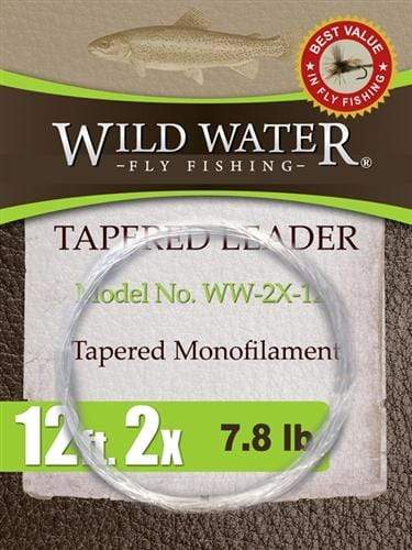 Wild Water Fly Fishing 12' Tapered Monofilament Leader 2X, 6 Pack