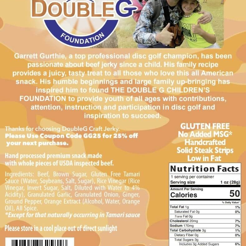 Double G Craft Beef Jerky - Gannon Buhr Citrus Peppered Teriyaki