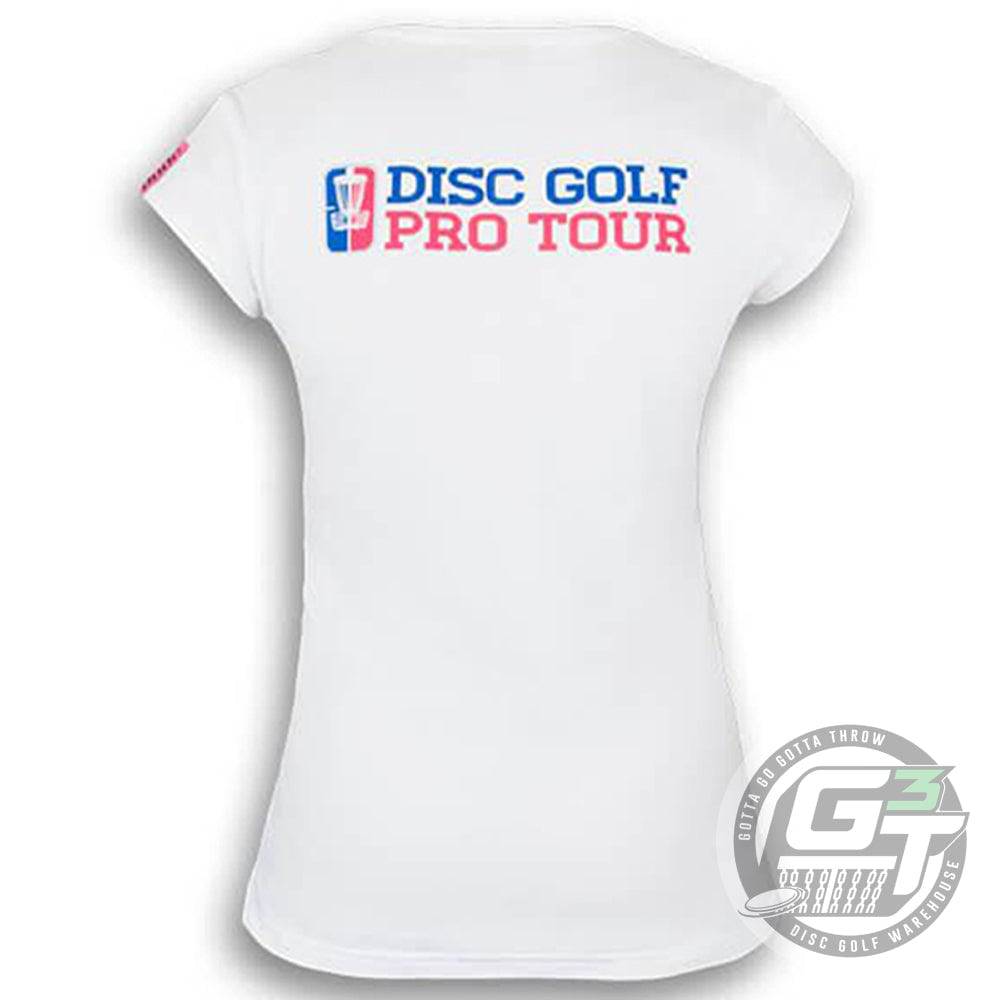 DUDE Ladies Disc Golf Pro Tour Cotton Short Sleeve Disc Golf T-Shirt - Gotta Go Gotta Throw