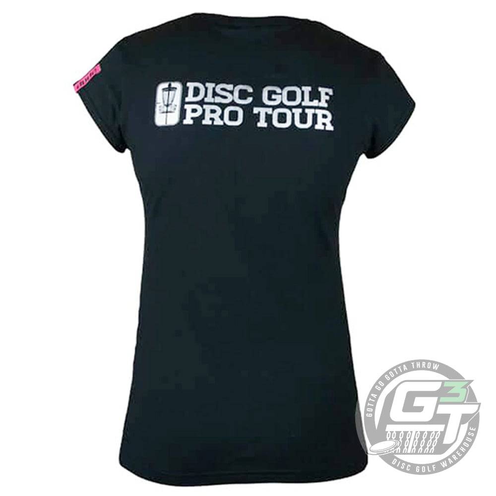 DUDE Ladies Disc Golf Pro Tour Cotton Short Sleeve Disc Golf T-Shirt - Gotta Go Gotta Throw