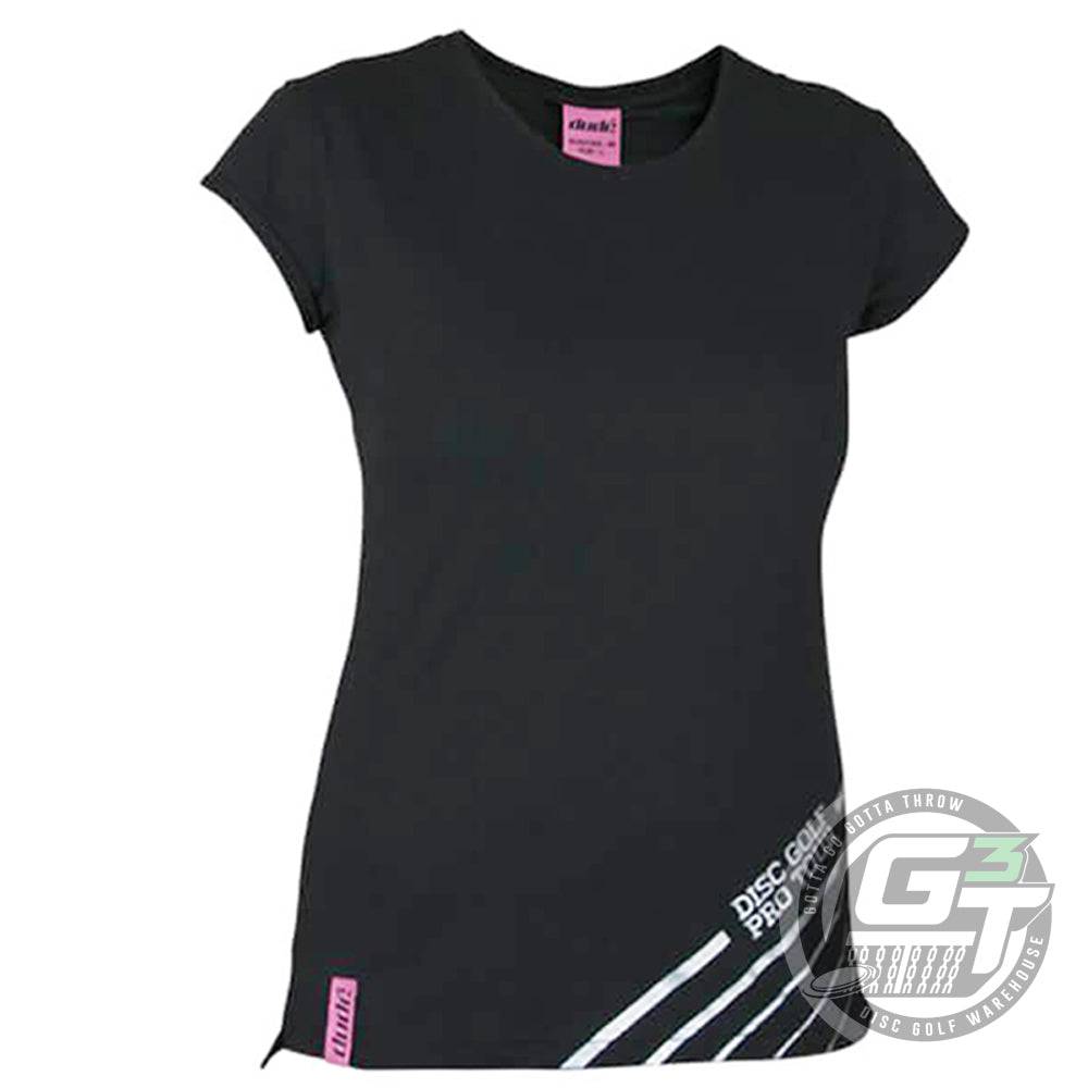 DUDE Ladies Disc Golf Pro Tour Cotton Short Sleeve Disc Golf T-Shirt - Gotta Go Gotta Throw