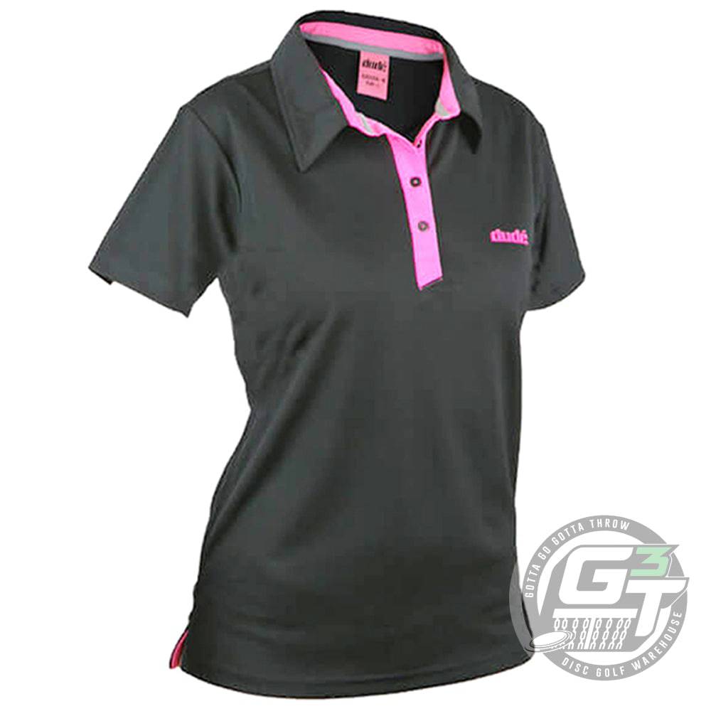 DUDE Ladies Pro Short Sleeve Performance Disc Golf Polo Shirt - Gotta Go Gotta Throw