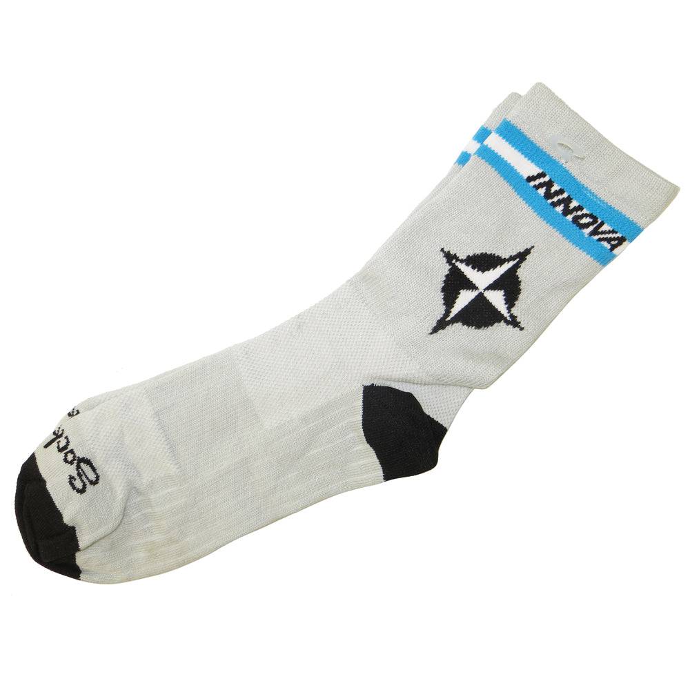 Innova Apparel Standard (Men's 7-13, Women's 8.5+) / Gray / Blue Innova Star Performance Disc Golf Socks