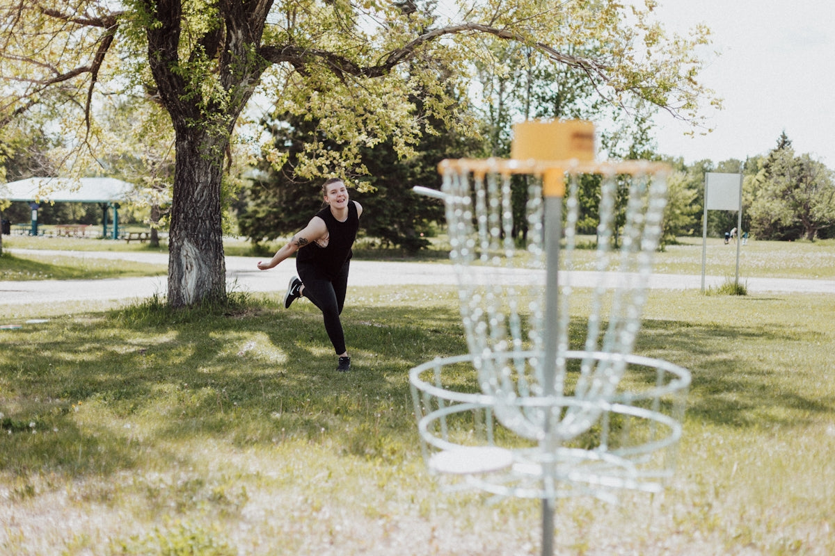 a person jumping over a chair