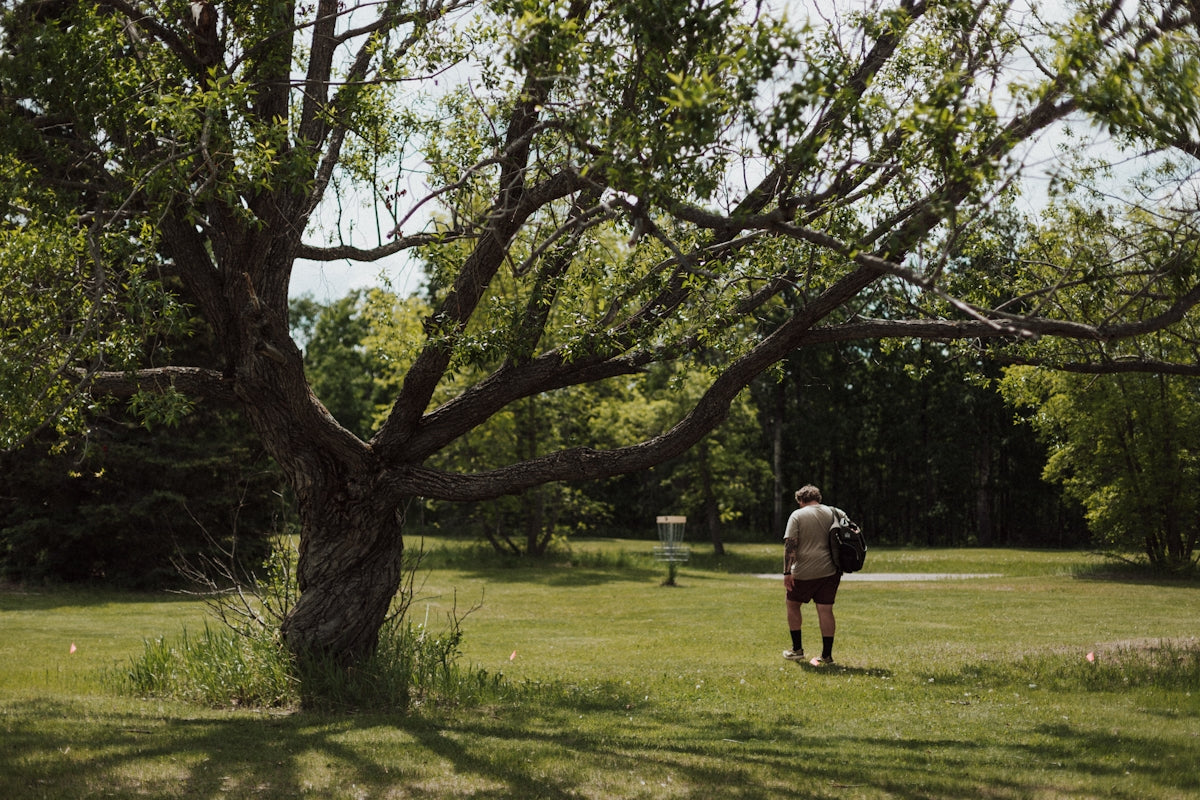 a person walking in a park