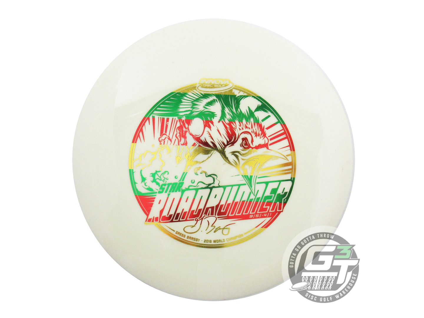 USED Innova [BARSBY] Star Roadrunner 168g Cream Rasta Foil Driver Golf Disc