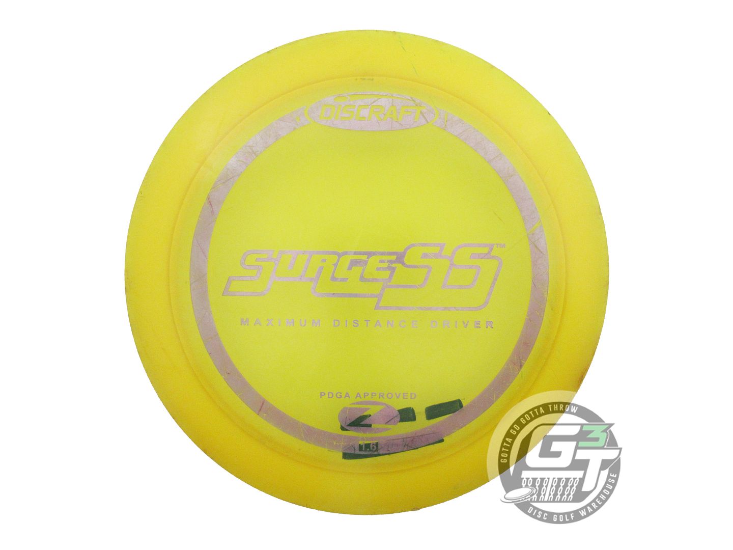 USED Discraft Z Surge SS 174g Yellow Gray Foil PFN Distance Driver Golf Disc