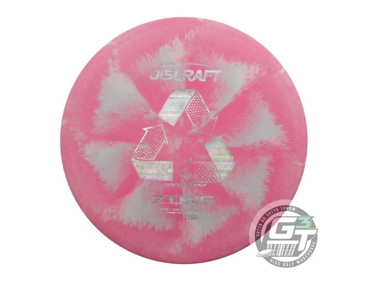 USED Discraft Recycled ESP Zone 175g Pink-Seafoam Silver Holo Putter Golf Disc