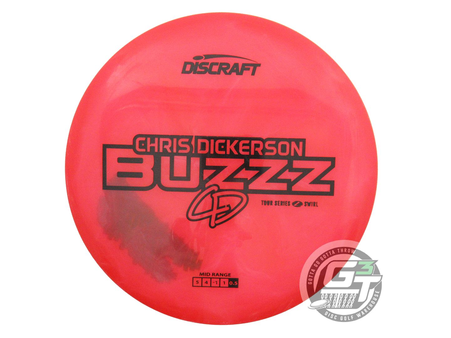 USED Discraft [DICKERSON] Z Swirl Buzzz 180g Red Black Stamp Midrange Golf Disc