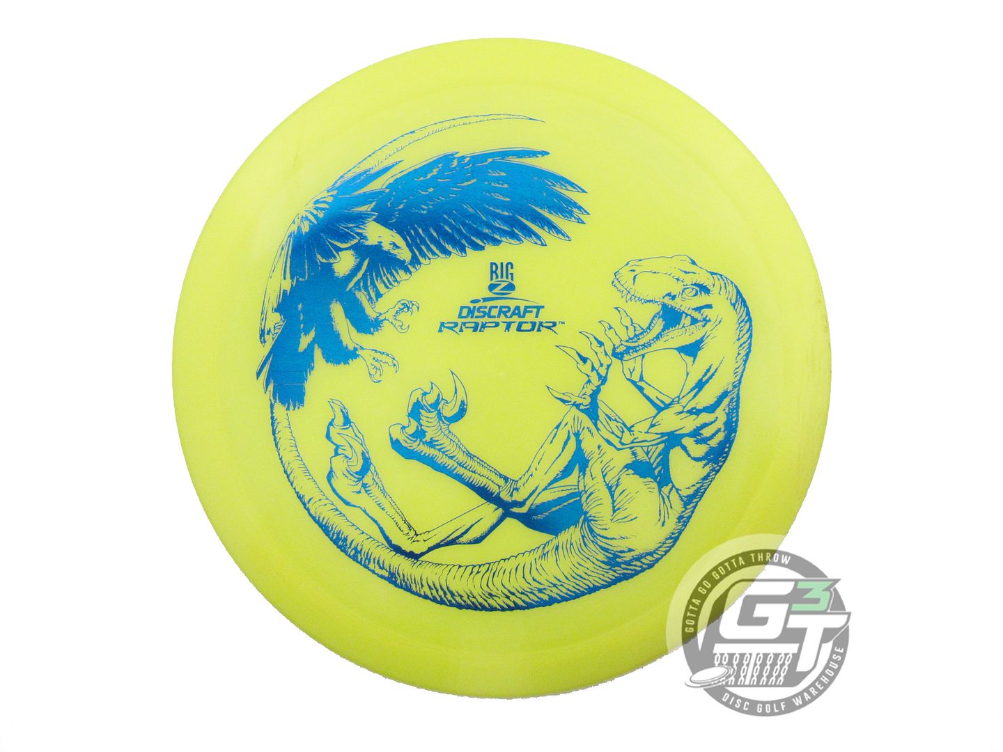 USED Discraft Big Z Raptor 175g Yellow Blue Foil Distance Driver Golf Disc
