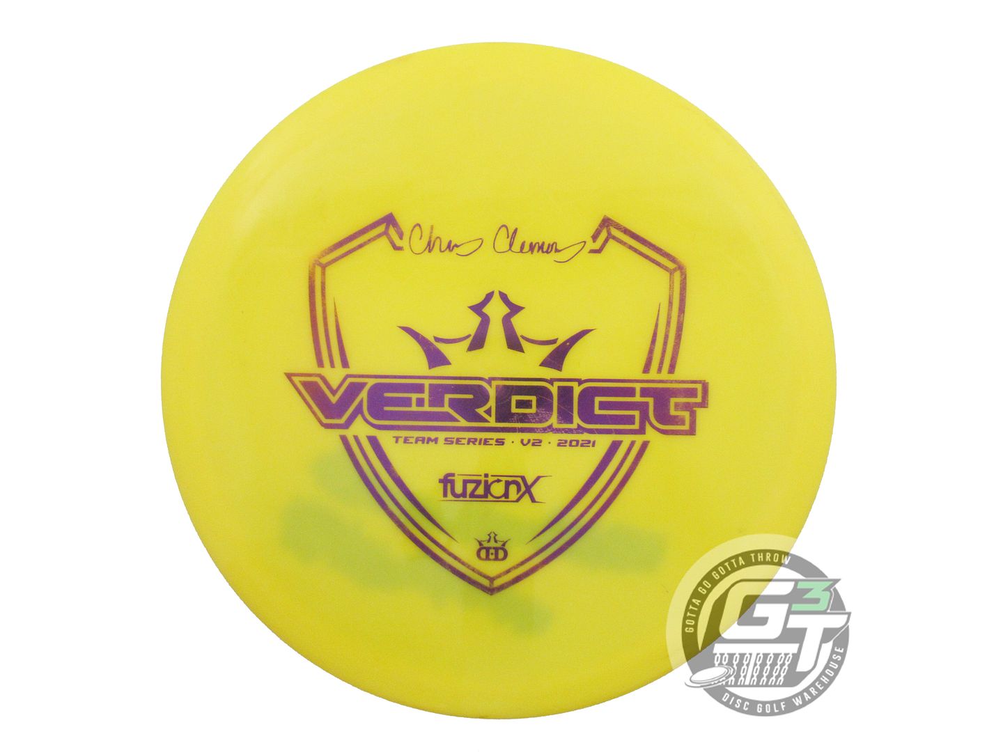 USED Dynamic Discs [CLEMONS] Fuzion-X Verdict 175g Yellow Purple Midrange Disc