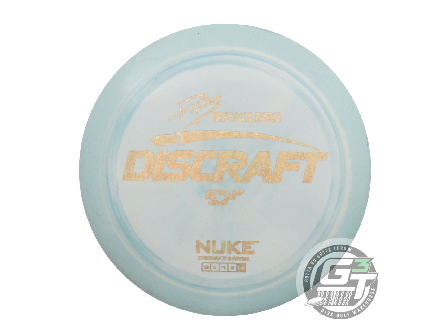 USED Discraft [PIERCE] ESP Nuke 176g Lt. Teal Gold Shatter Foil Driver Golf Disc