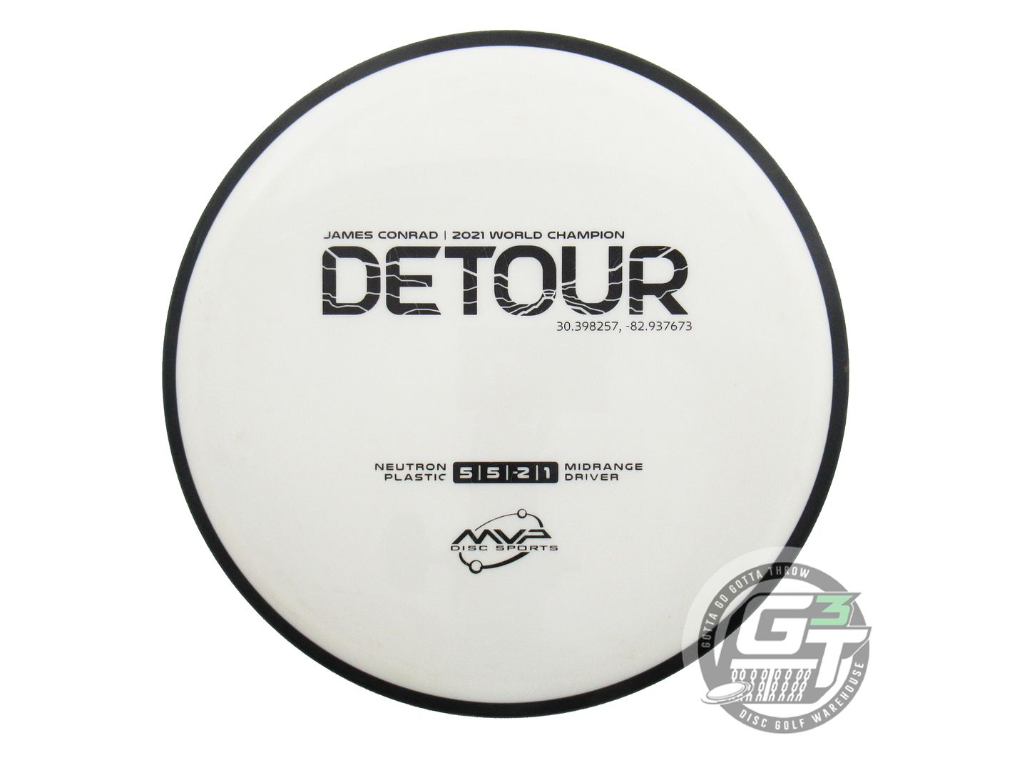 USED MVP Disc Sports [CONRAD] Neutron Detour 177g White Midrange Golf Disc