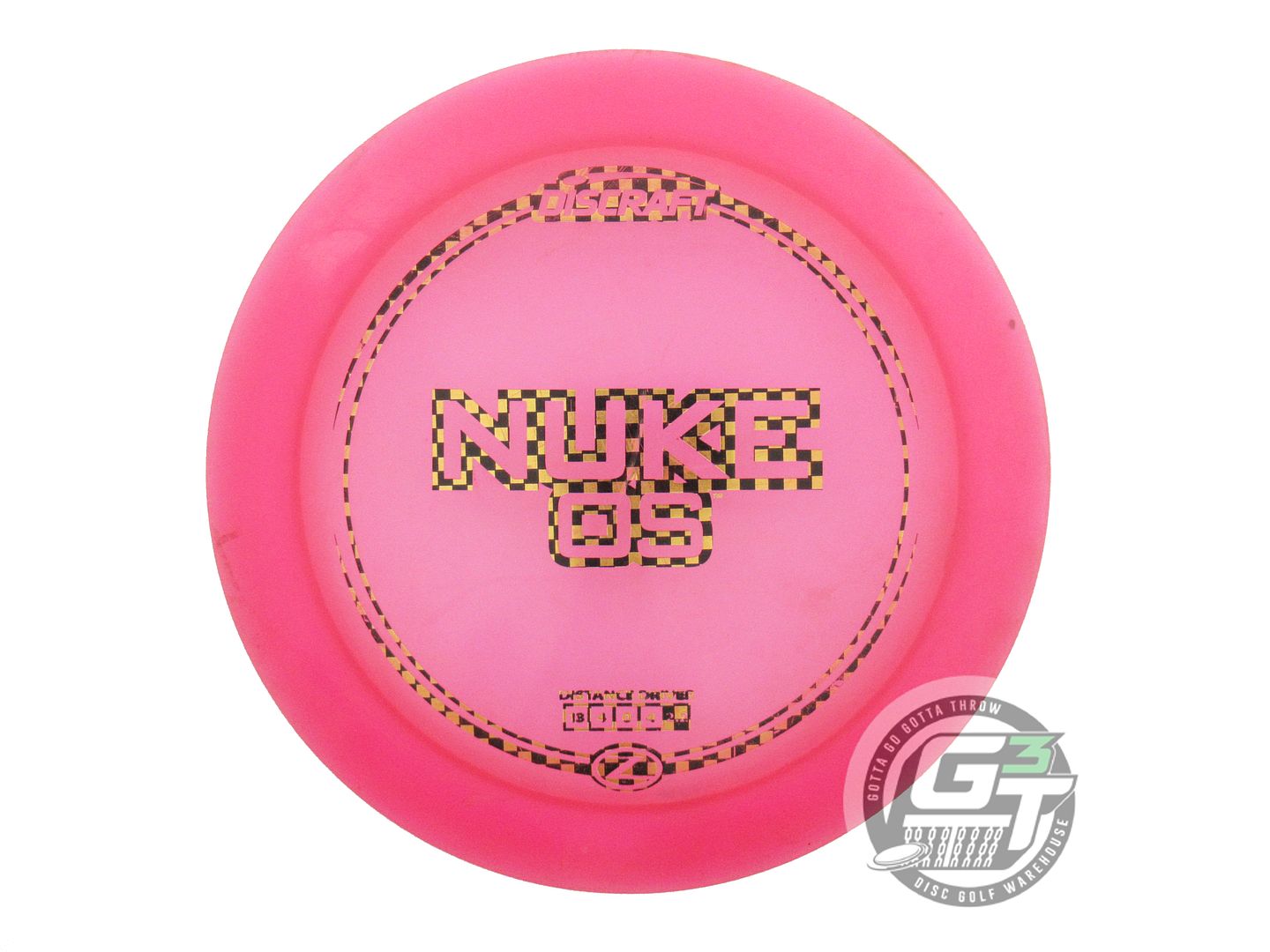 USED Discraft Z Nuke OS 176g Pink Checker Foil Distance Driver Golf Disc