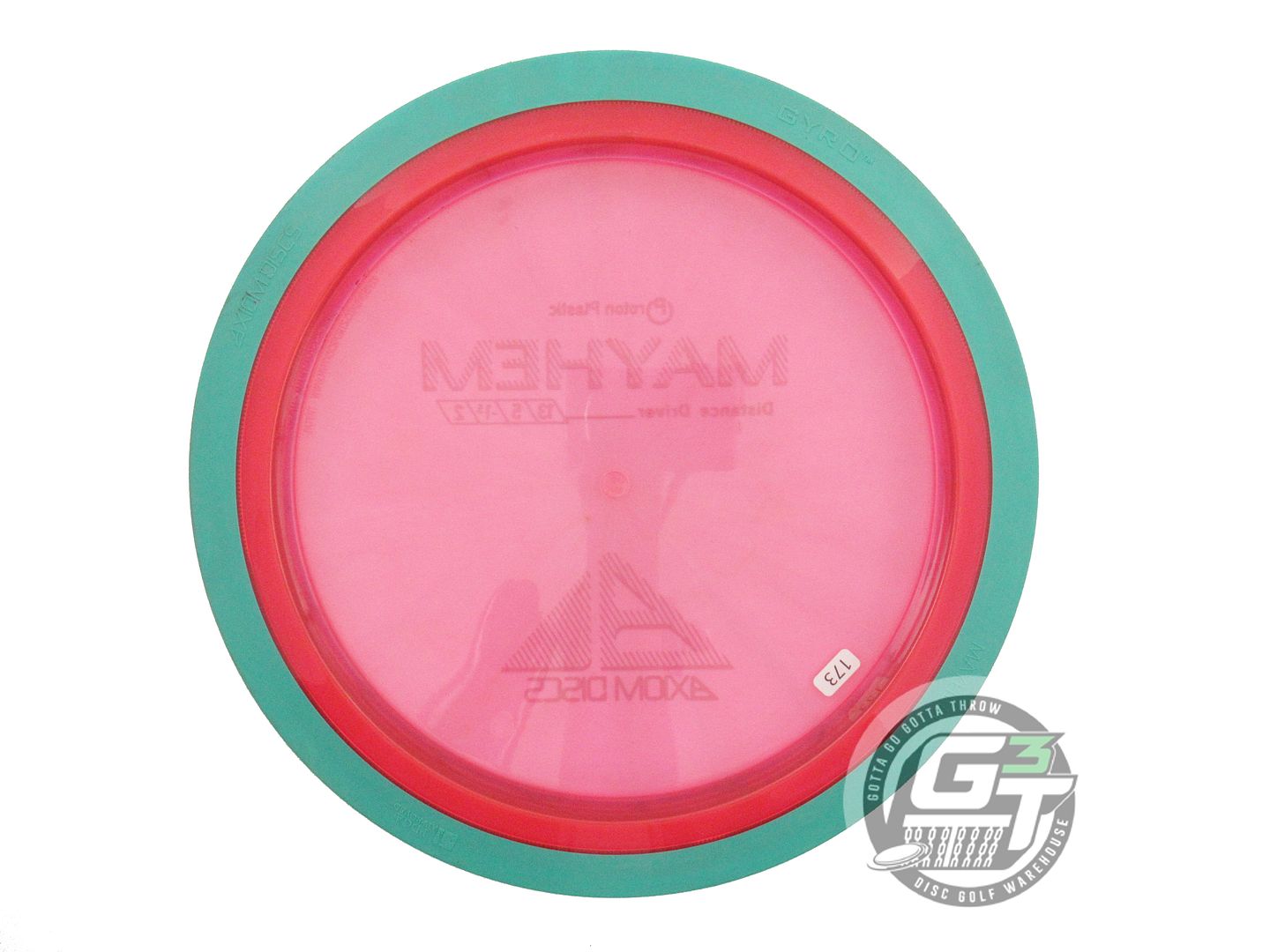 USED Axiom Discs Proton Mayhem 173g Pink Green Rim Distance Driver Golf Disc