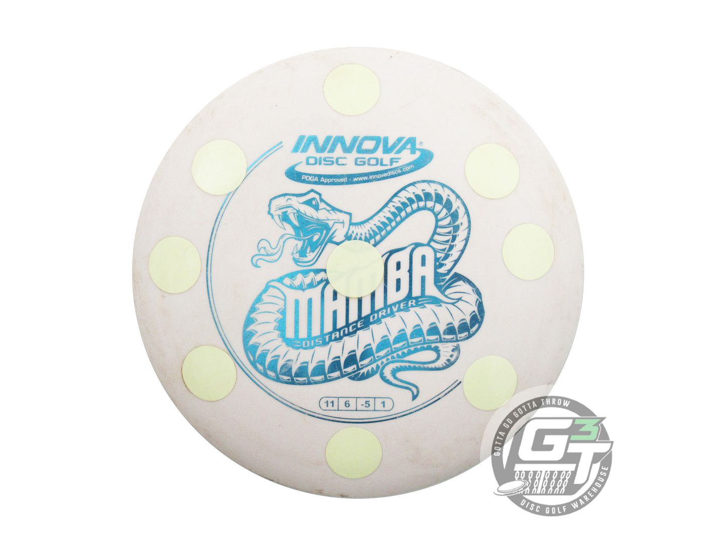 USED Innova DX Mamba 148g White Blue Foil GLOW TAPE Distance Driver Golf Disc