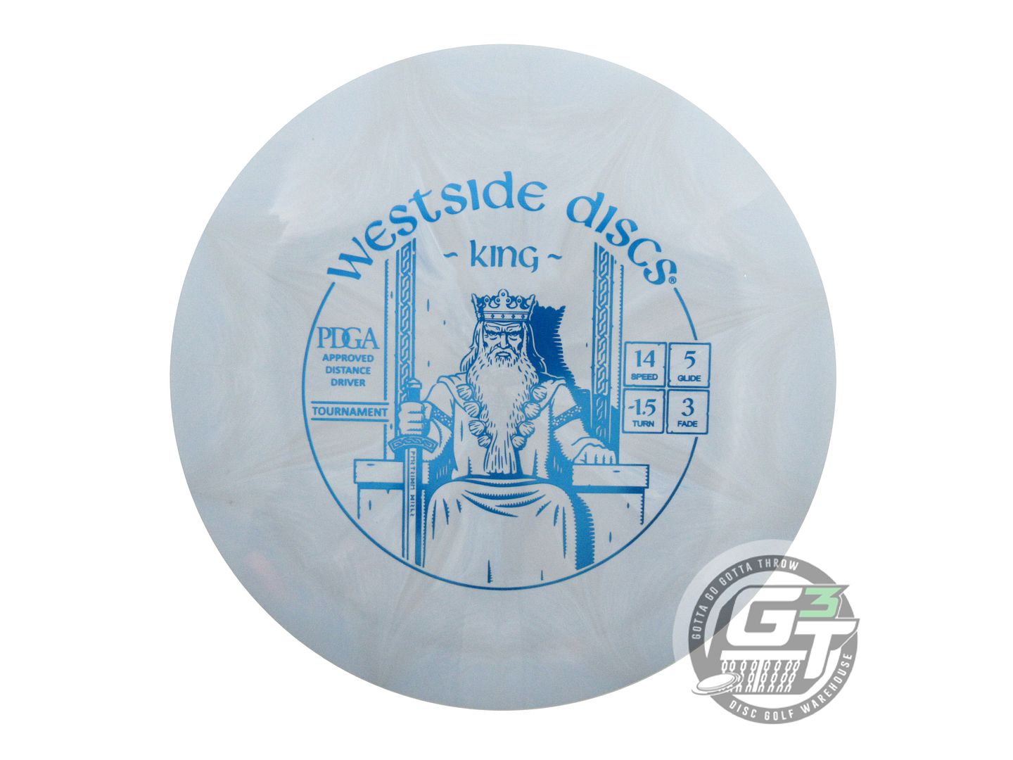 NOS Westside Discs Tournament Burst King 169g Sky Blue-Gray Distance Driver Disc