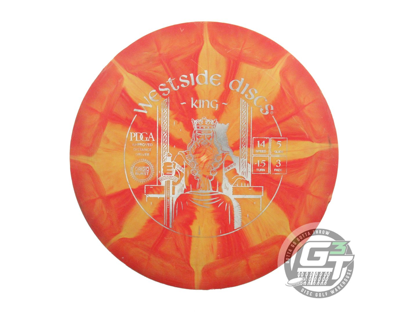 USED Westside Discs Origio Burst King 175g Red-Orange Distance Driver Golf Disc