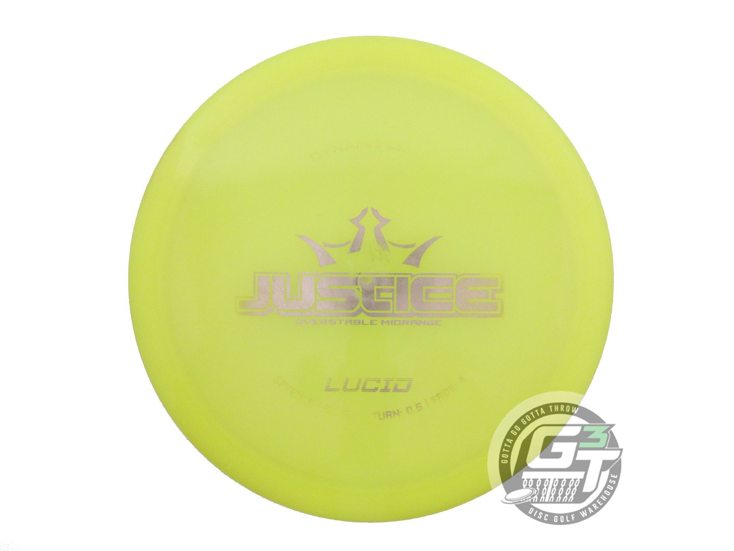 USED Dynamic Discs Lucid Justice 172g Yellow Silver Foil Midrange Golf Disc