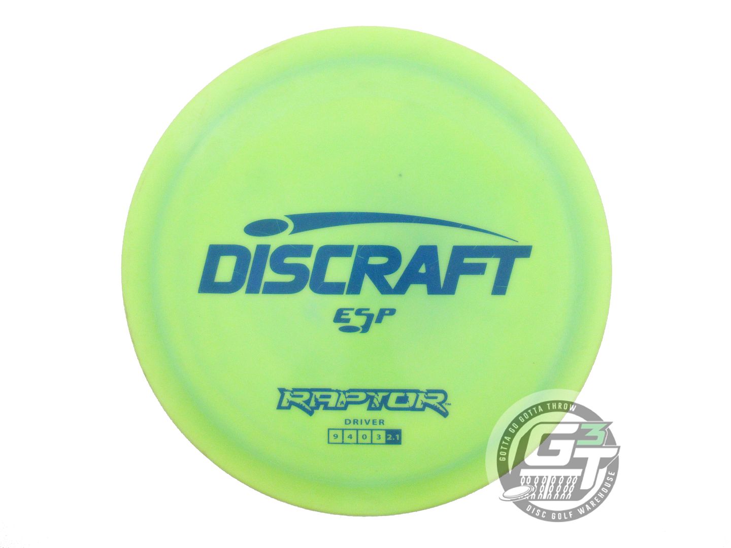USED Discraft ESP Raptor 173g Lime Blue Stamp Distance Driver Golf Disc