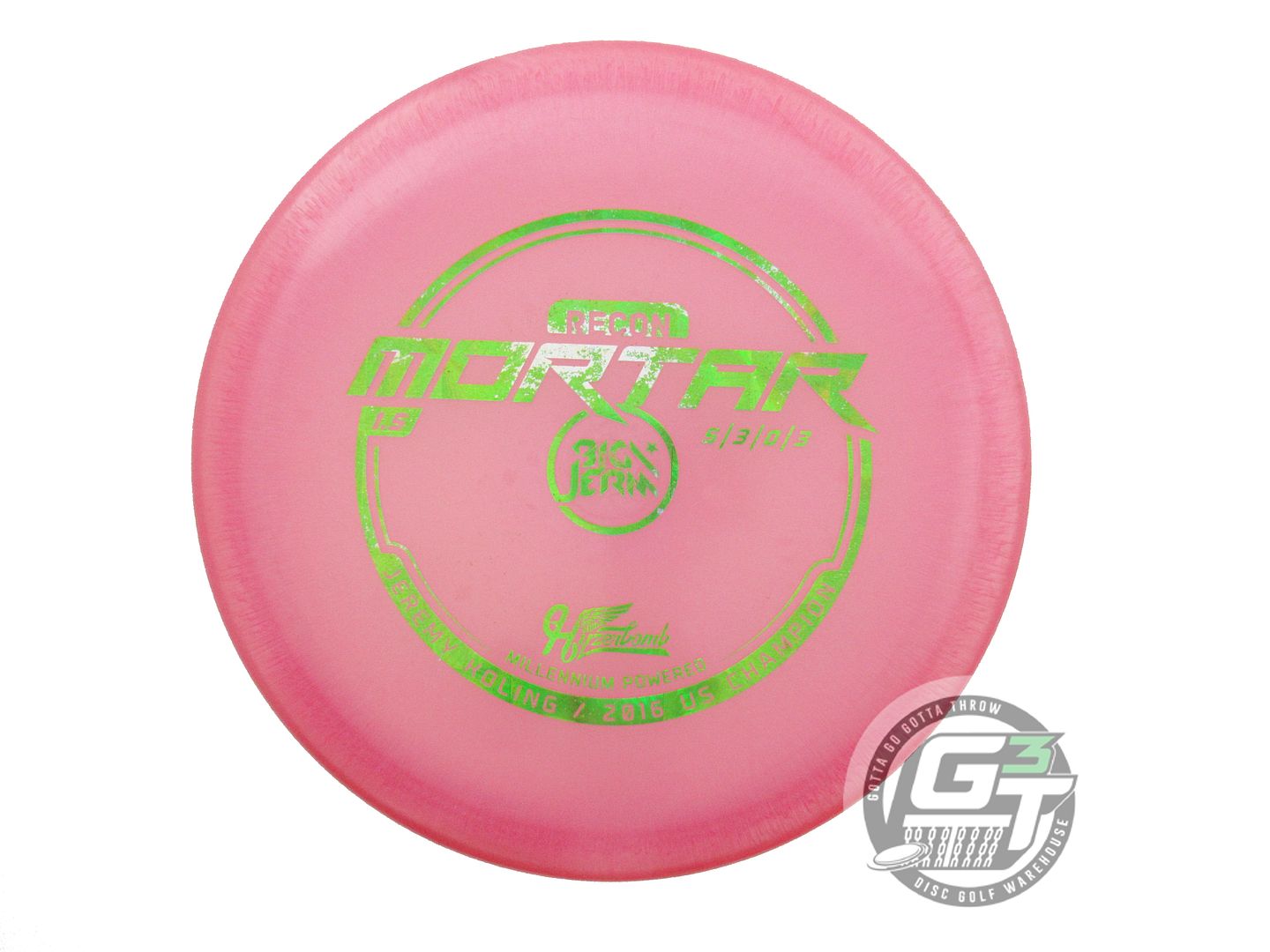 USED Hyzerbomb Recon Mortar 179g Pink Lime Prism Foil Midrange Golf Disc
