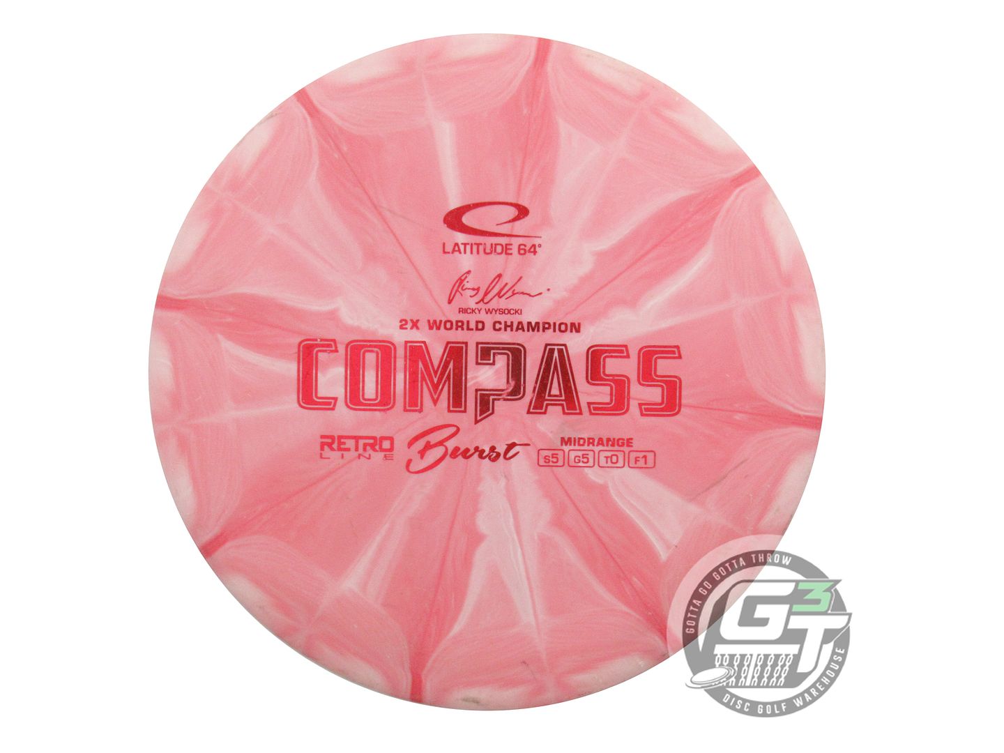 USED Latitude 64 [WYSOCKI] Retro Burst Compass 175g Pink Red Foil Midrange Disc