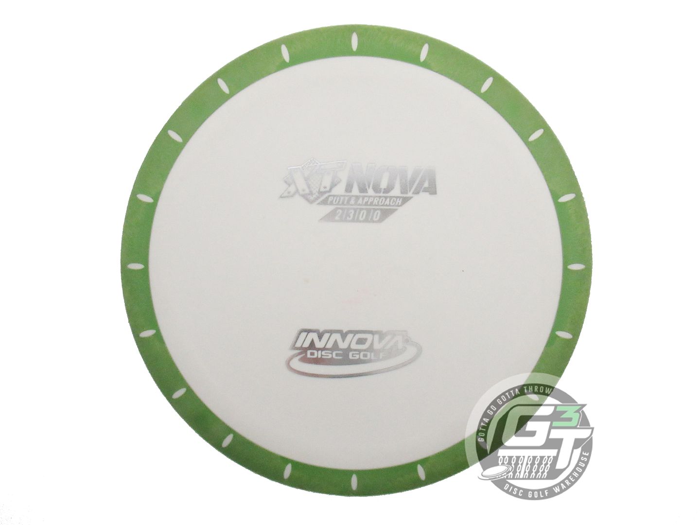 USED Innova XT Nova 159g White Silver Foil Green Rim Putter Golf Disc