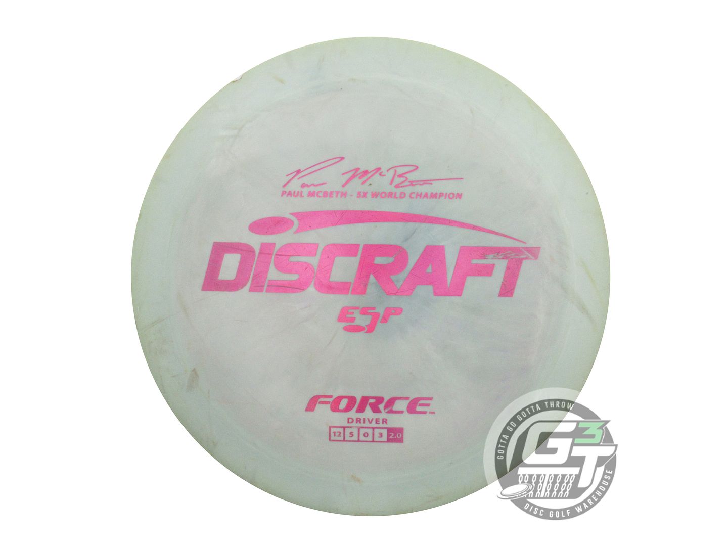 USED Discraft [McBETH] ESP Force 174g Gray Pink Holo Foil Distance Driver Disc
