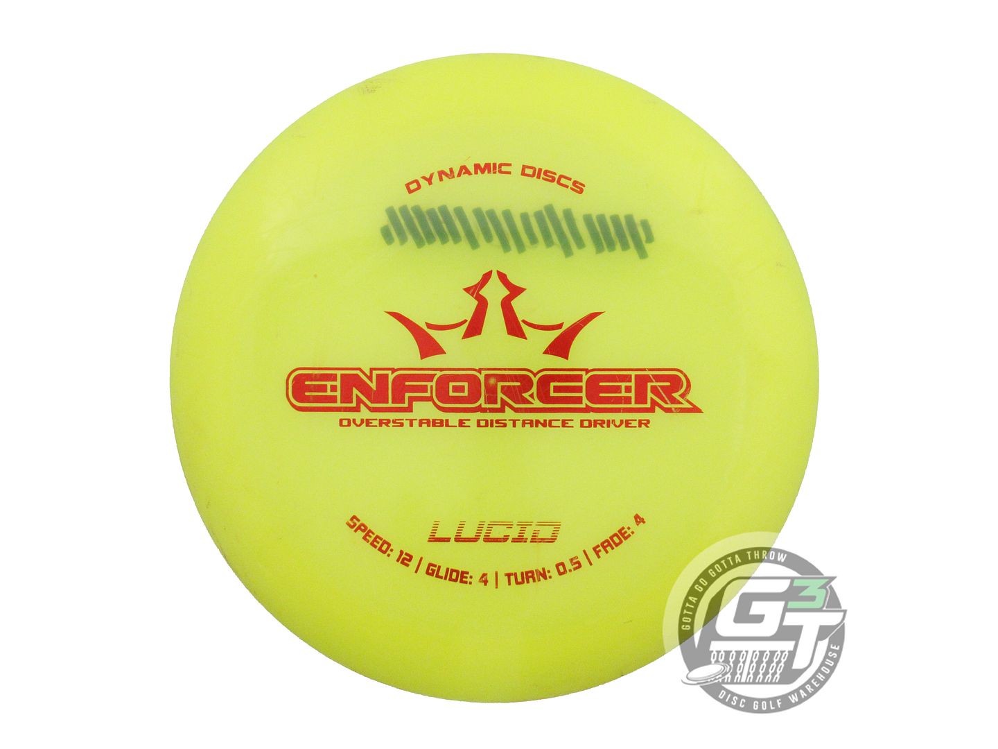 USED Dynamic Discs Lucid Enforcer 169g Yellow Red Foil Distance Driver Golf Disc