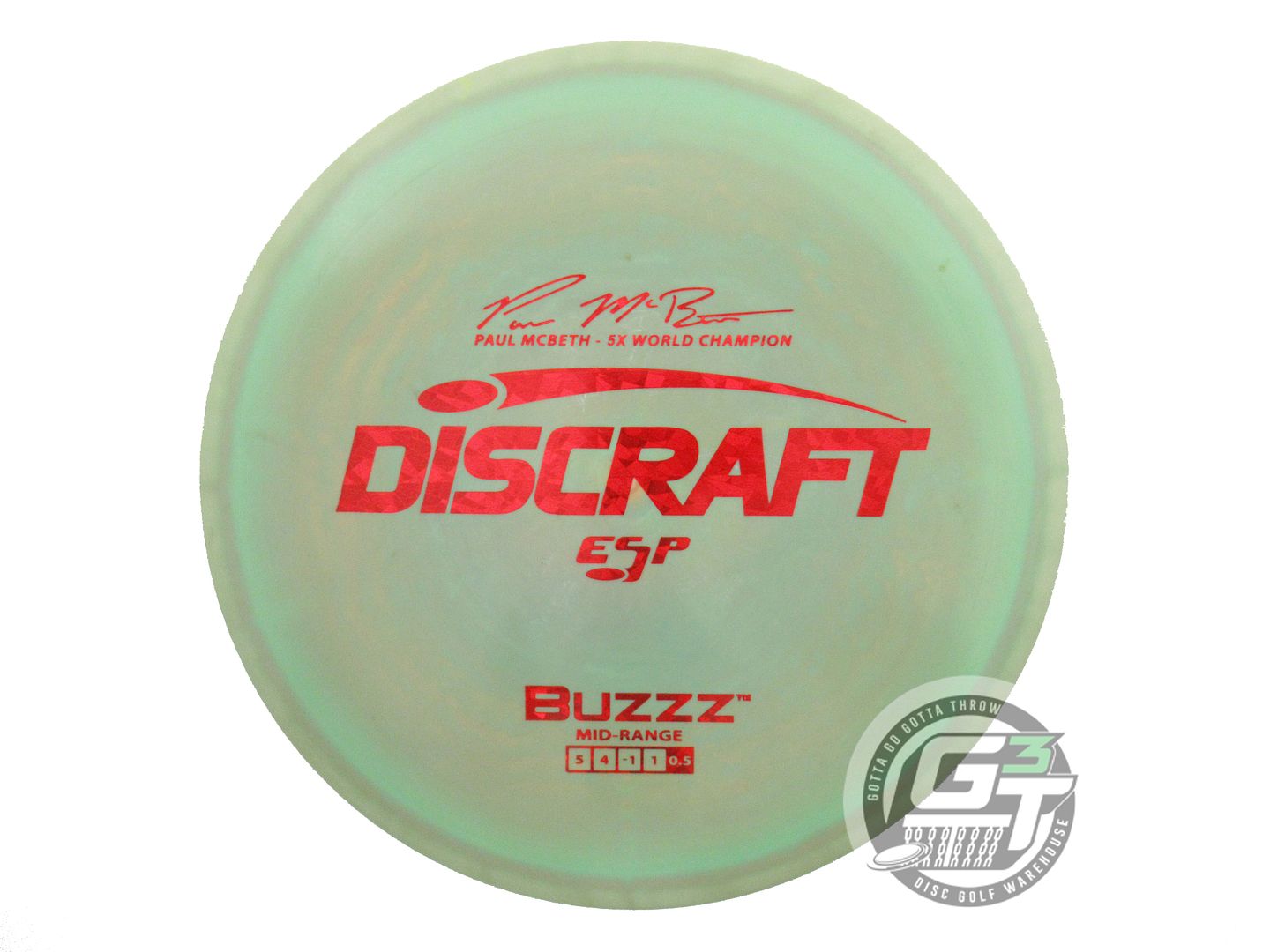 USED Discraft [McBETH] ESP Buzzz 178g Green-Peach Red Shatter Foil Midrange Disc