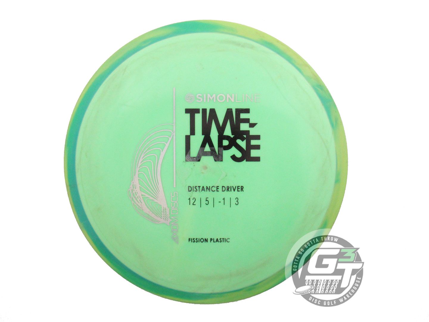 USED Axiom Discs [LIZOTTE] Fission Time Lapse 166g Lime Green Rim Driver Disc