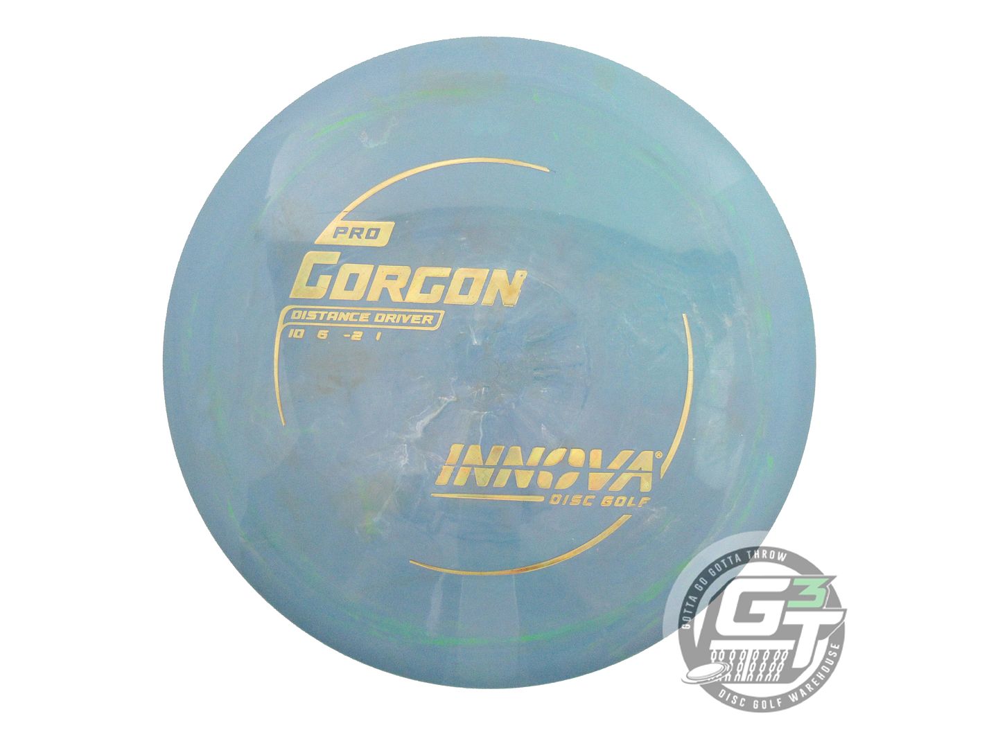 USED Innova Pro Gorgon 173g Blue Swirl Gold Pixel Foil Distance Driver Golf Disc