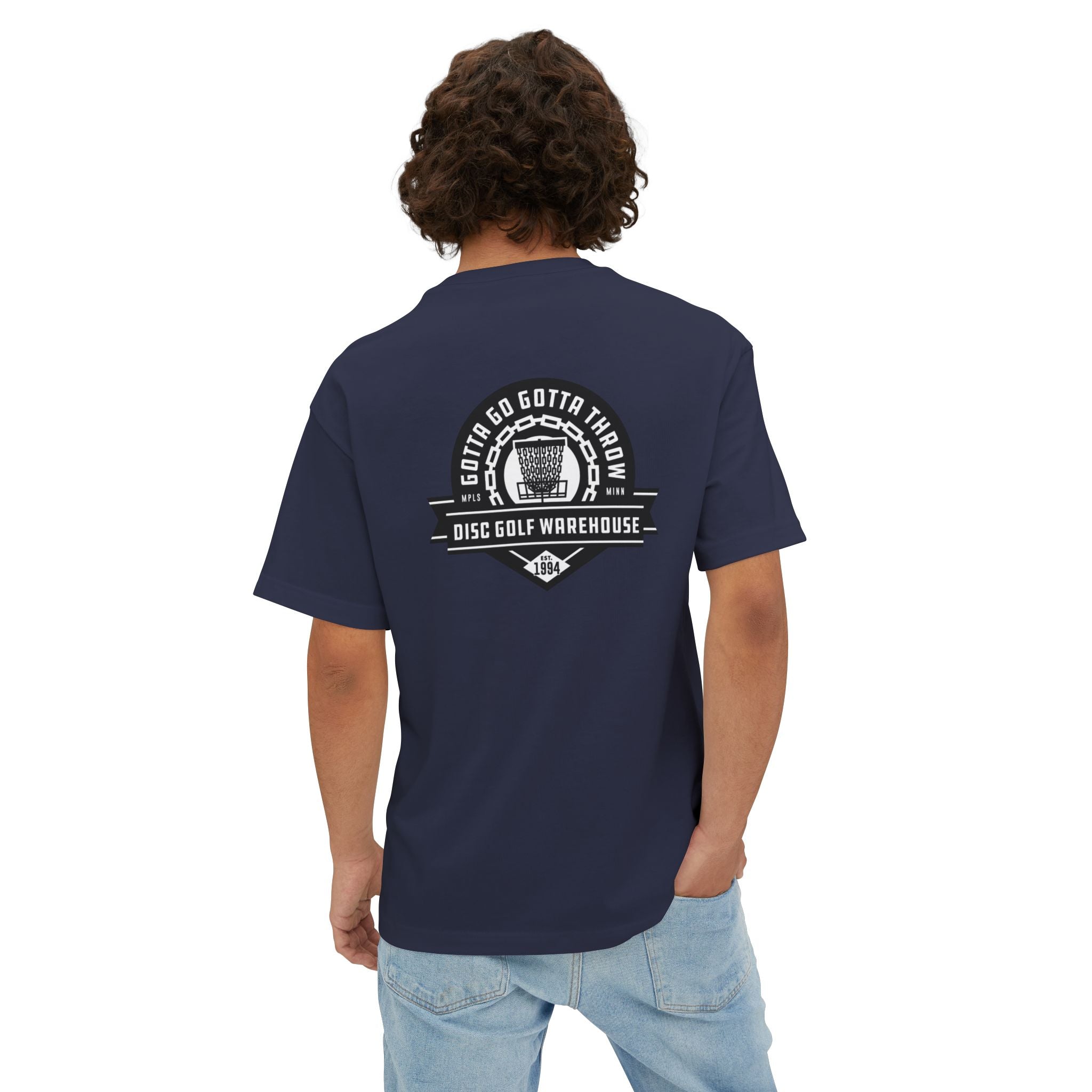 Gotta Go Gotta Throw Bar Stamp Unisex Oversized Boxy Disc Golf T-Shirt