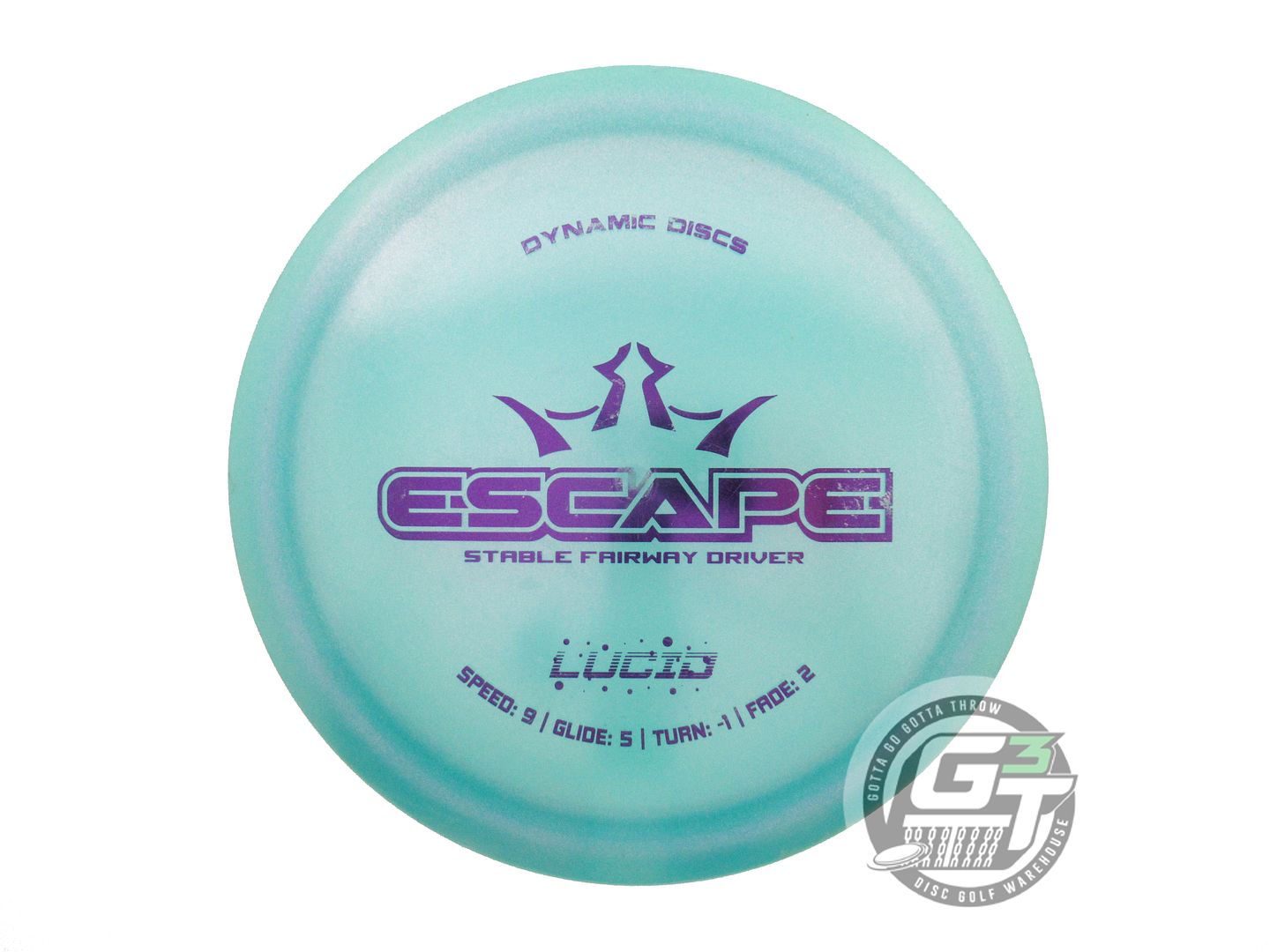 USED Dynamic Discs Glimmer Lucid Escape 173g Seafoam Purple Foil Driver Disc